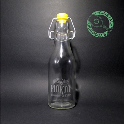 Botella de cristal personalizada con motivo de comunión
